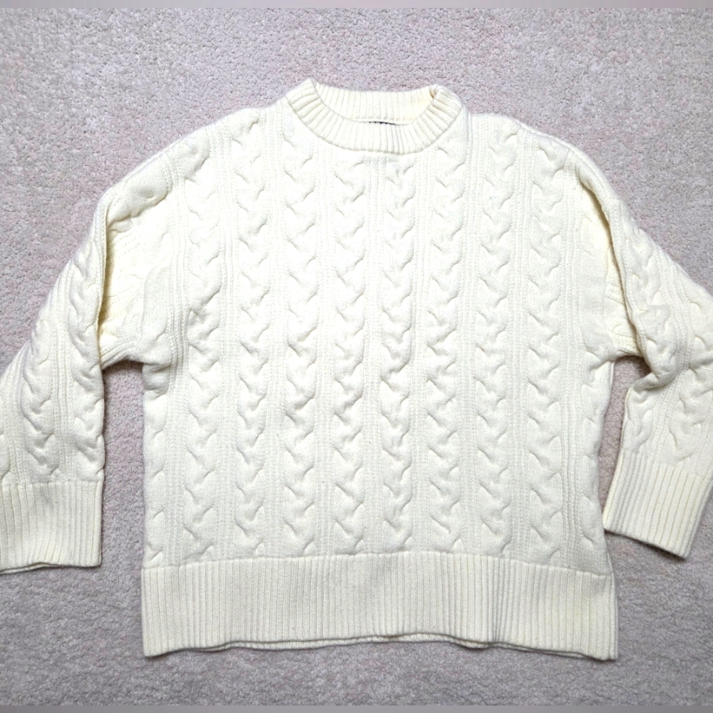 NWOT Amazon Cream Cable Knit Sweater